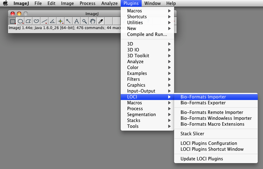 imagej bioformats importer menu